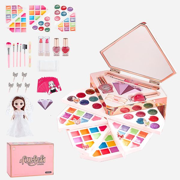 Other Toys Girl Makeup Toy Kids Pretend Play Glitter Diamond Cosmetics Bag Doll Accessories Princess Set 6 Years Game For Children Gifts 230