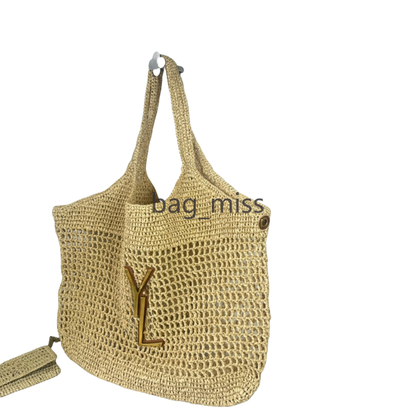 Luxury Design bag Summer Bag Vacation Fashion Straw Knitting Shoulder Bag Hollow Out Handwoven Handbag Portable Large Handbag Beach Bag Buck