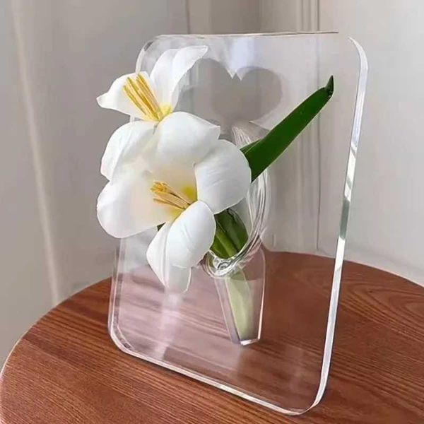 Creative Art Transparent Acrylic Frame Vase Hydroponic Flower Stand Living Room Desktop Decoration Home Decoration X240913