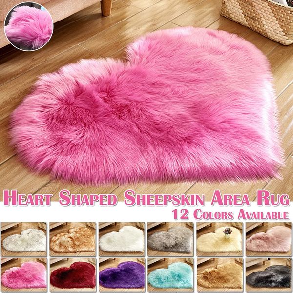 Heart Shaped Faux Fur Rug Bedroom Fluffy Shaggy Area Rugs Sheepskin Fuzzy Carpets Throw Shag Sofa Decor Floor Mat Plush 250107