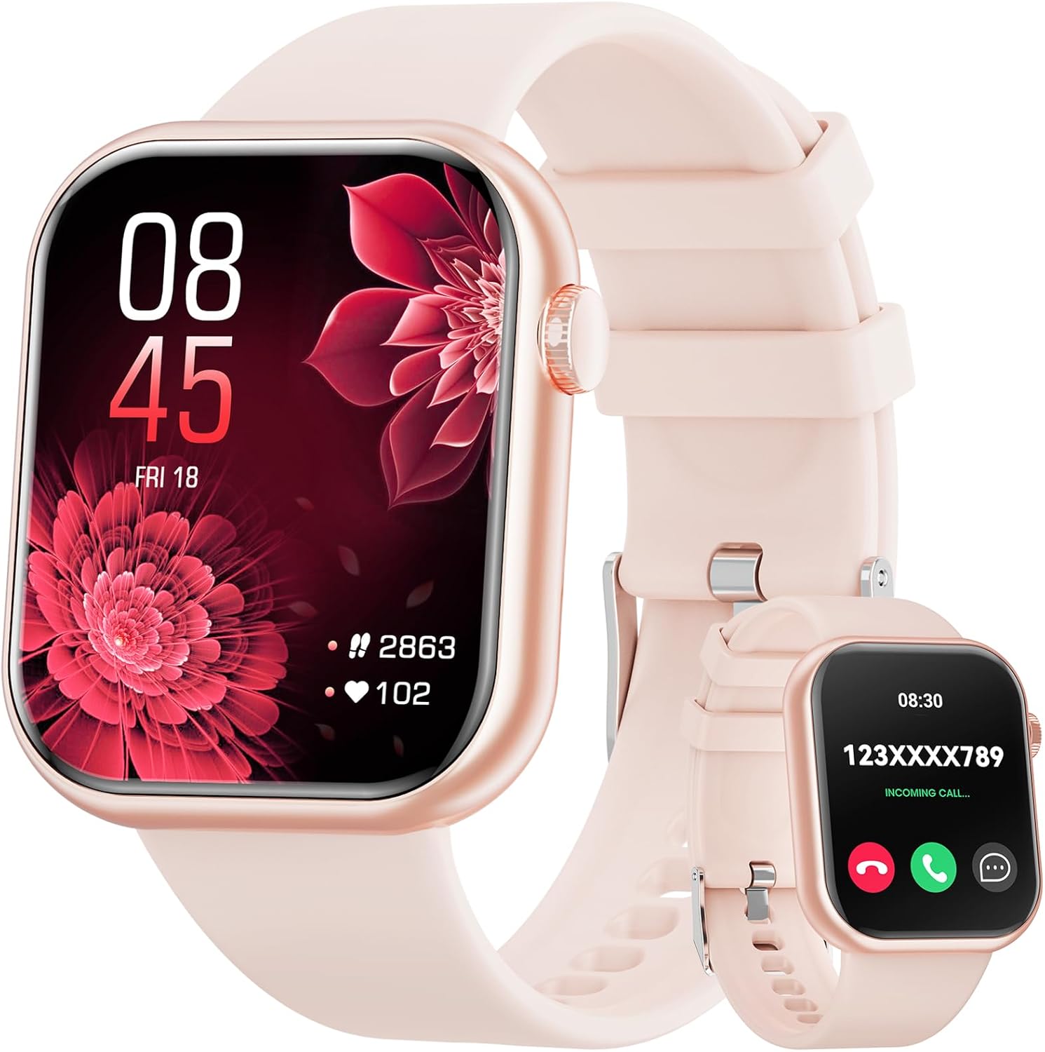 Smart Watch (Answer-Make Call) 1.85inch Fitness Tracker, Dials-Pedometer-Voice Assistant,DIY Smart Watches for Men Women Android iOS Phone