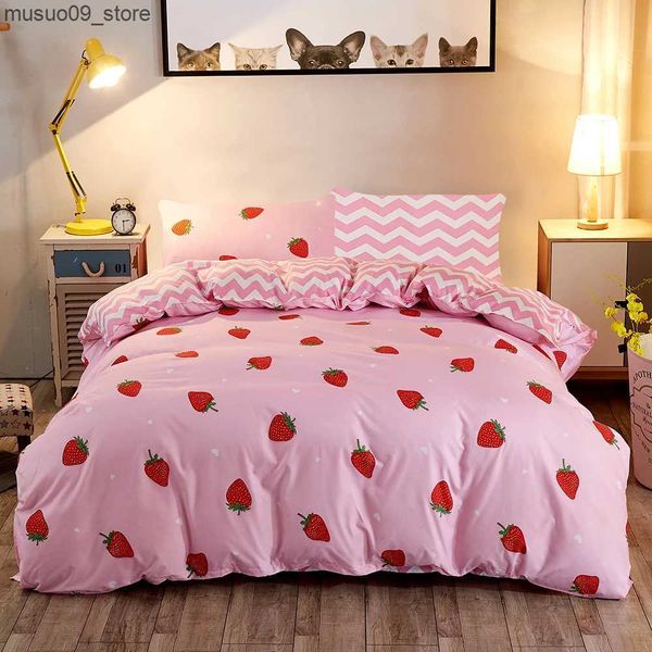 Bedding sets Duvet Cover Sets Cute Strawberry Comforter Cover 100% Microfiber Bed Cover Soft Skin-friendly Quilt Cover Sets All Seasons L240