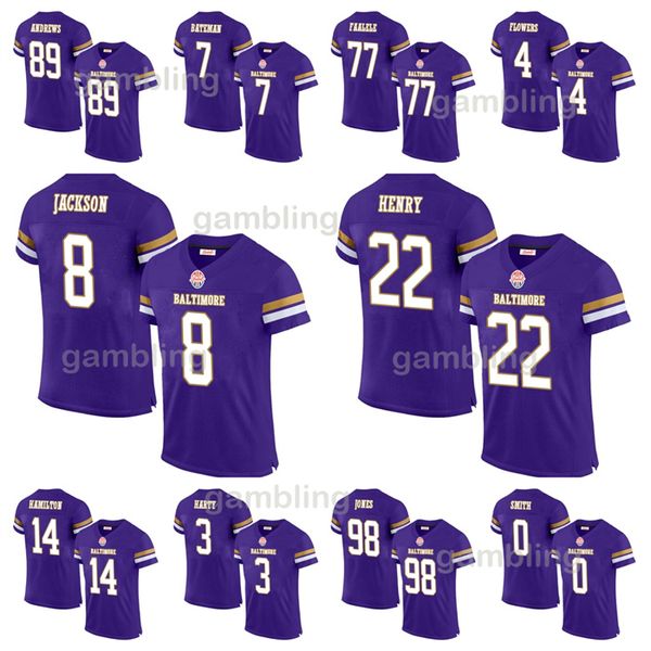 2024 Custom Derrick Herny 8 Lamar Jacksons Football Jersey Mens-Womens-Youth Customized Any Name Number Jerseys Wear