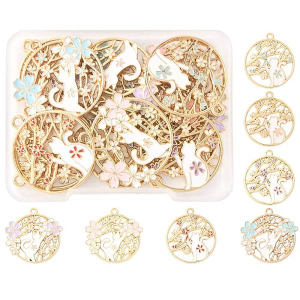 14 pièces 7 styles pendentifs en émail en alliage de placage de rack