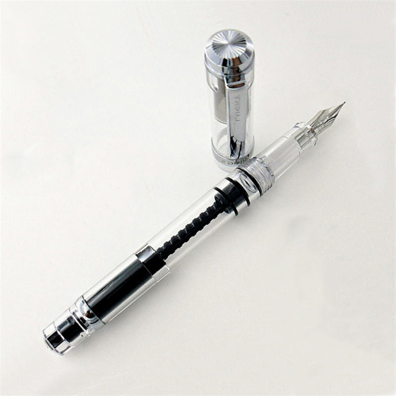 YongSheng 698 Fountain Ink Pens Piston Filling Writing Stationery Luxury Office Supplies Black White Transparent Resin