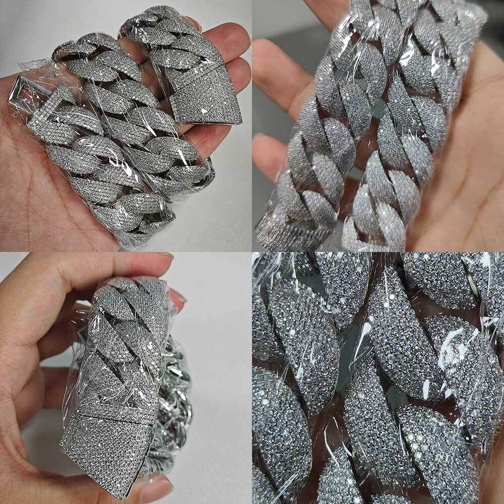 moissanite chain cuban link chain Good Quality 22mm Bubble Pave Setting 5 Rows Fashion Hip Hop Jewelry Cubic Zirconia Necklaces Mens Luxury