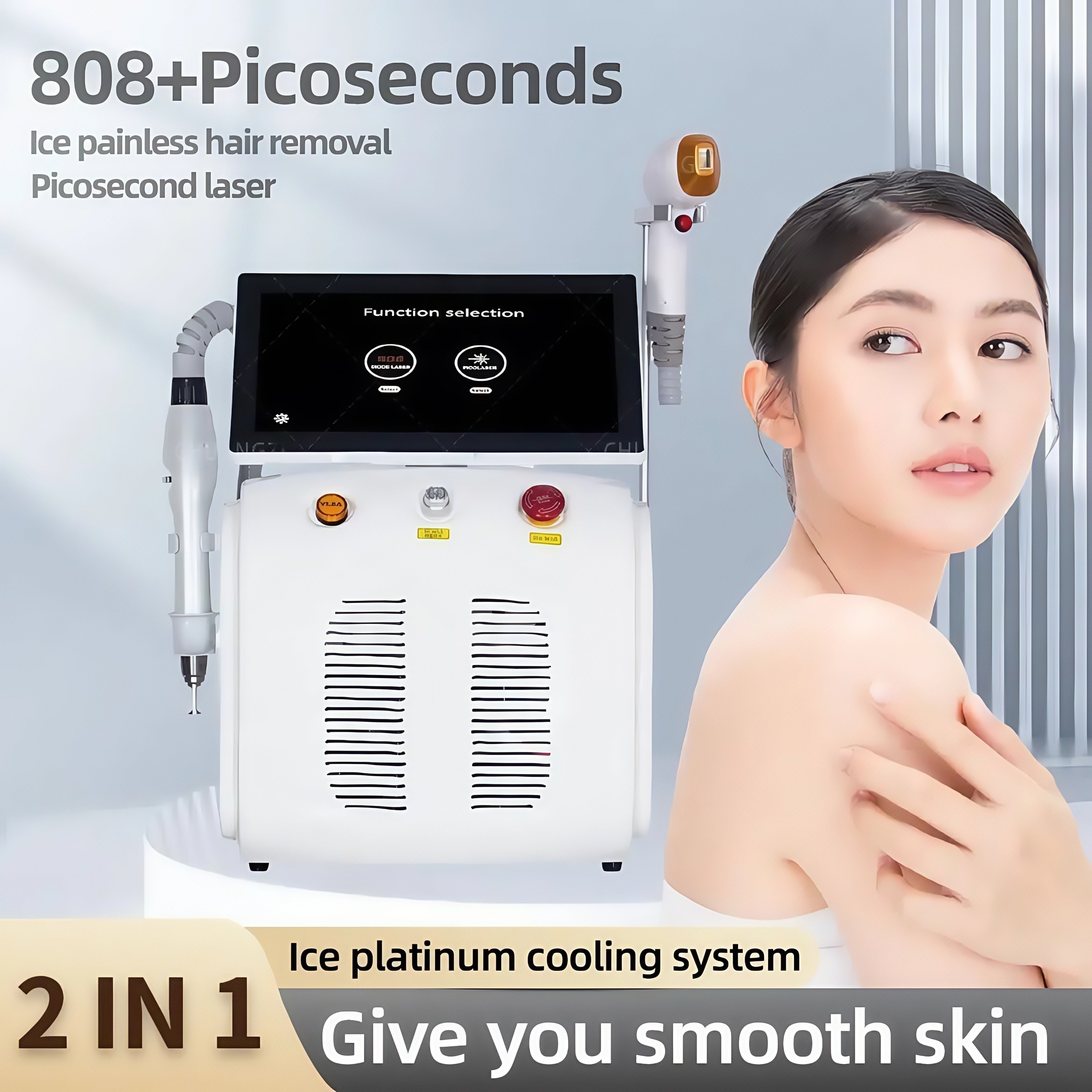 808nmDiode Laser and Picosecond Laser 2 in 1 Diode Laser Hair Removal Tattoo Removal Machine with 3 wavelength 755nm 808nm 1064nm
