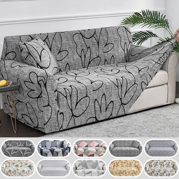 1pc Flower Printed Elastic Sofa Cover Antidirty Spandex Sofa Cover Furniture Protector for Bedroom Office Living Room Home Decor 241223