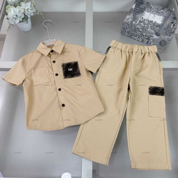 Popular baby tracksuits Summer boys girls Short-sleeved suit kids designer clothes Single-breasted short-sleeved shirt and brown Casual pant