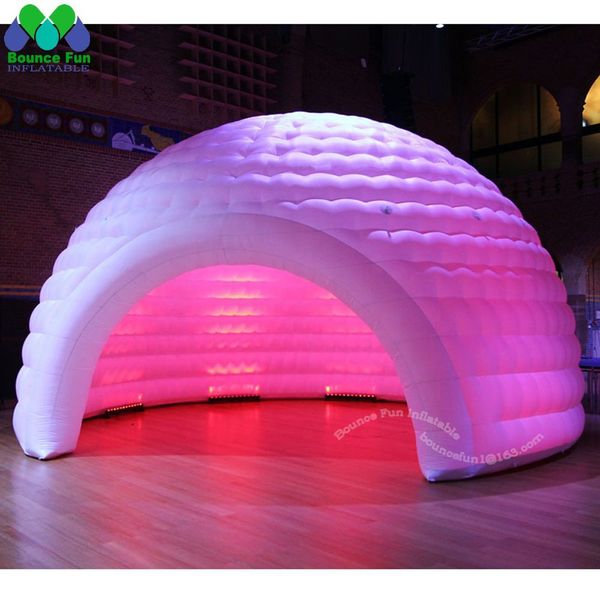 wholesale Commercial mobile LED inflatable half dome tent with built-in fan luna temporary Cocktail bar for party show