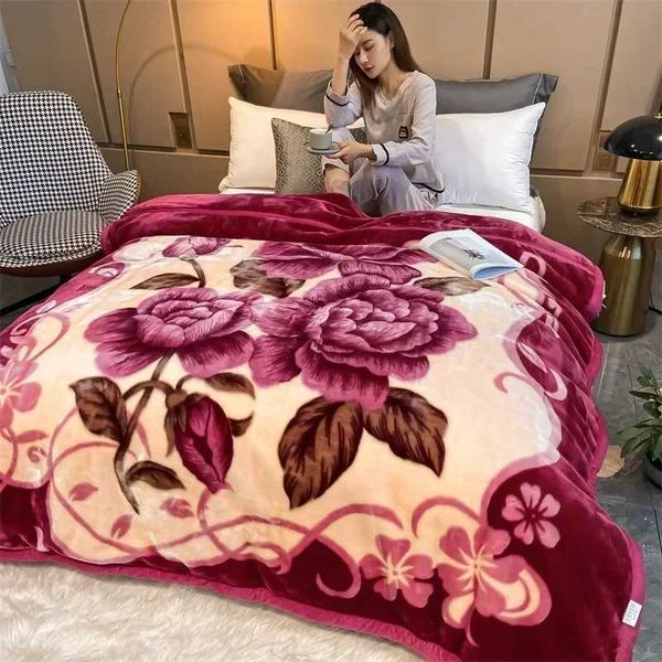 Raschel mink double-layer winter thick woolen blanket used for bedding soft warm fluffy throw blanket 150x200cm thick wool blanket Y241022