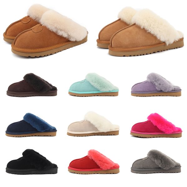 Designer ug Slippers Fur fluffy Slipper Cowhide Suede australian winter house ugh Boots Women Men Scuffs WGG fluffy Mules snow Booties Size