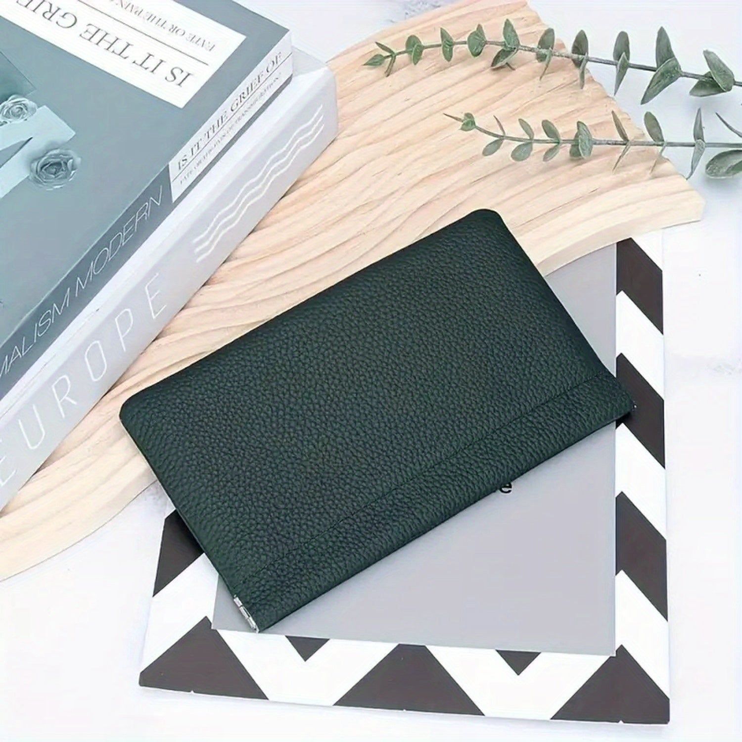 TEMU A Fashionable And Simple Long Wallet With Self-closing Function, Suitable For Storing Passport, License, Headphones, Lipstick, Cosmetics And