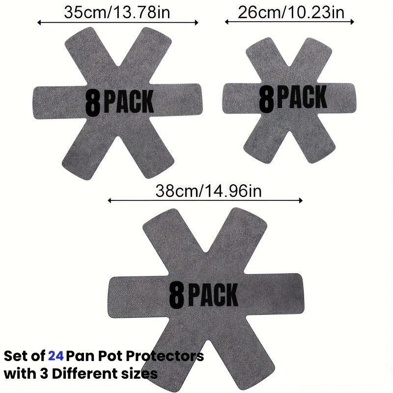 TEMU 24pcs Heavy-duty Felt Protectors - , Scratch & Heat Resistant Cookware Isolators, 3-size Stackable Pads For Pots, Pans, Glassware, Ceramic