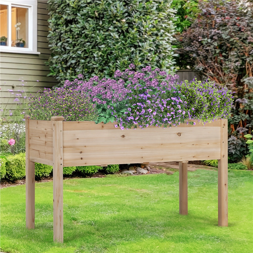 TEMU Fir Wood Garden Bed Planter Box Raised Vegetables Flowers Bed Elevated Planter For Garden And Yard