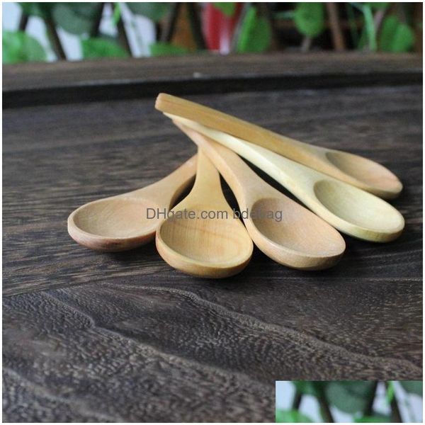 Spoons Pattern Baby Spoon Small Spoons Wooden Soup Scoop Lovely Household Kitchen Tools 10Cm Having Dinner 0 7Ad D2 Drop Delivery Ho Dhwbm