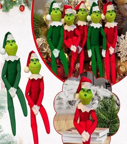 30cm New Christmas Grinches Dolls Green Hair Monster Plush Toys Home Decorations Elf Ornament Easter Bunnies Pendant Children Birthday Gifts