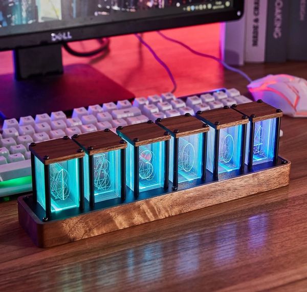 ClocTeck Nixie Tube Clock RGB Digital Table Clock USB Powered Alarm tube Clock Large Display Clock for Bedroom Desk Decoration 250211
