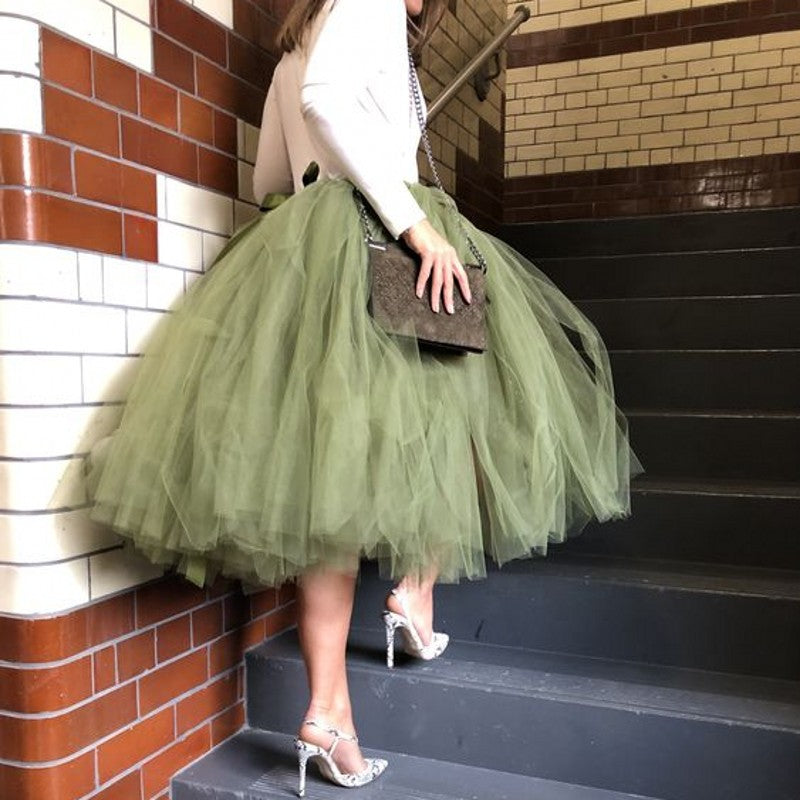 Arygreen Mid Tulle Skirts Women Fashion Tiered Skirt ÑÐ±ÐºÐ° Ð¶ÐµÐ½ÑÐºÐ°Ñ Ruffled Girls Tutu Skirt Photo Shoot Skirt Birthday Wear