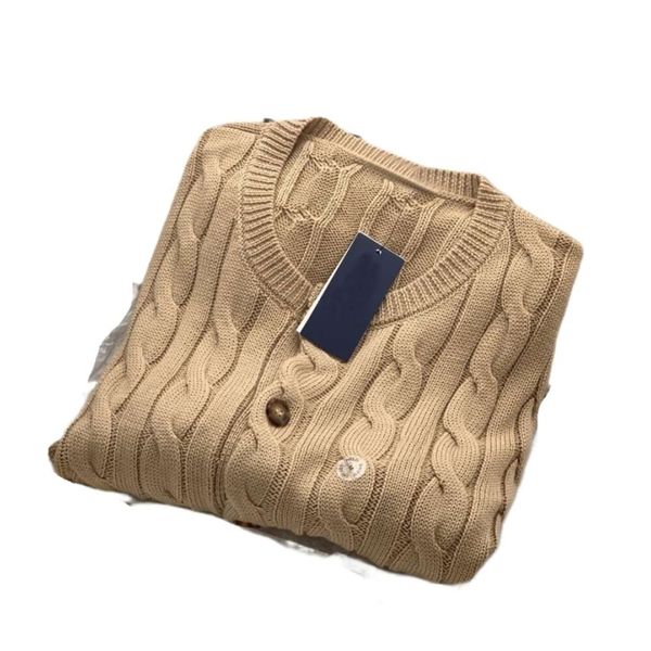 Ralphs Designer Laurens Sweater Top Quality 7-color Round Collar Cardigan Knit Women&#039;s Style One Row Button Long Sleeve Fried Dough Twi