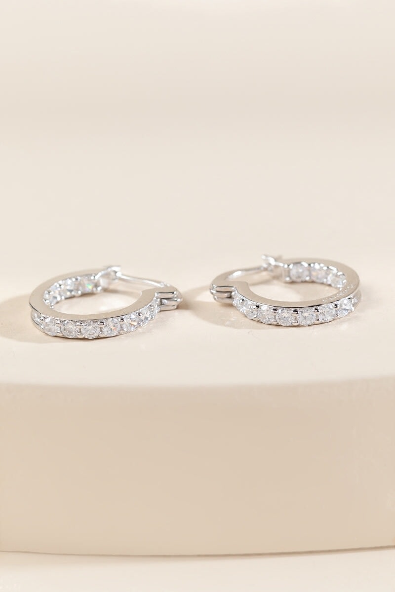 Women's Javi Cubic Zirconia Huggie Hoops in Silver by Francesca's - Size: One Size