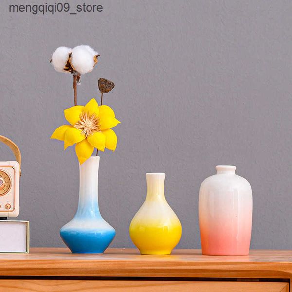 Planters Pots Self-produced and self sold gradient ceramic small vases modern and simple flower arrangements mini ornaments decorative craft
