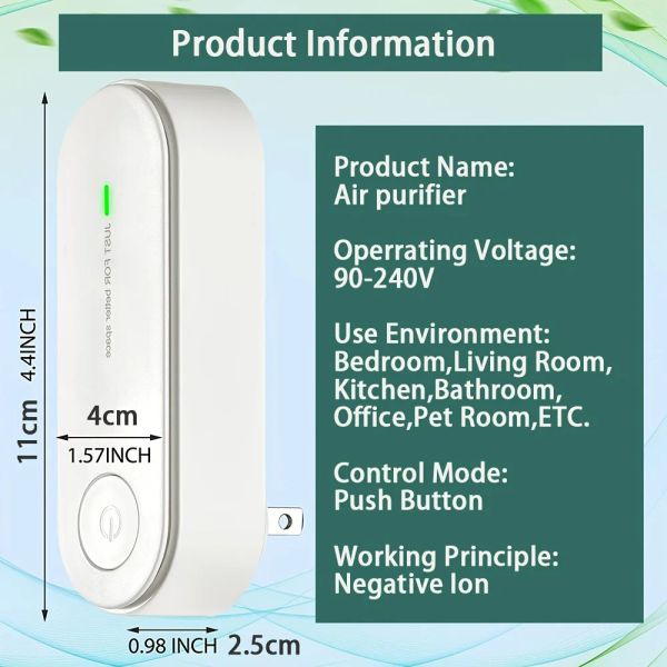 Air Purifier, Mini Portable Air Freshener Air Cleaner,For Home-Bedrooms-Toilets-Living Room-Hotel-Office