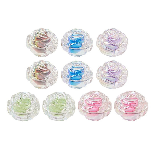10 pièces 5 couleurs placage uv arc-en-ciel perles acryliques irisées