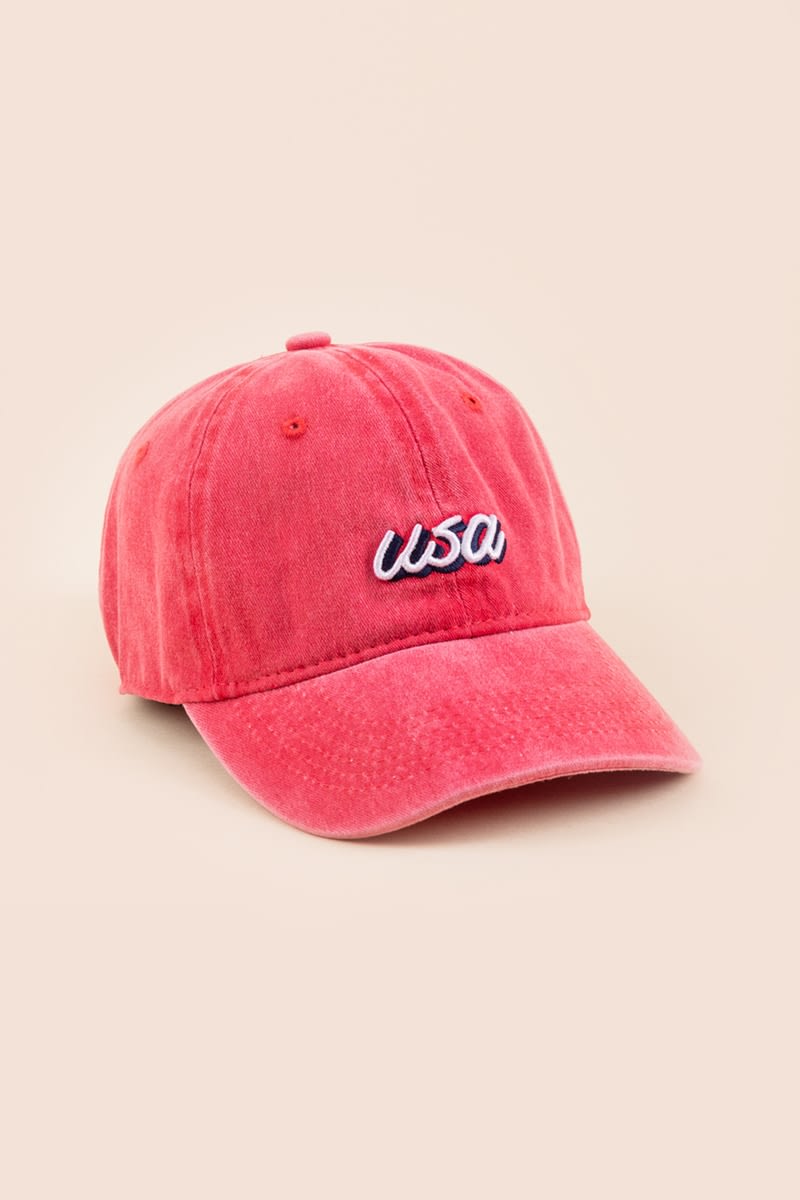 Women's USA Baseball Hat in Red by Francesca's - Size: One Size