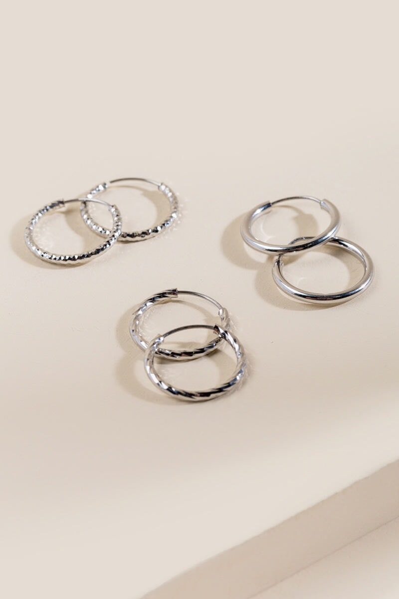 Women's Reema Huggie Hoops Set in Silver by Francesca's - Size: One Size