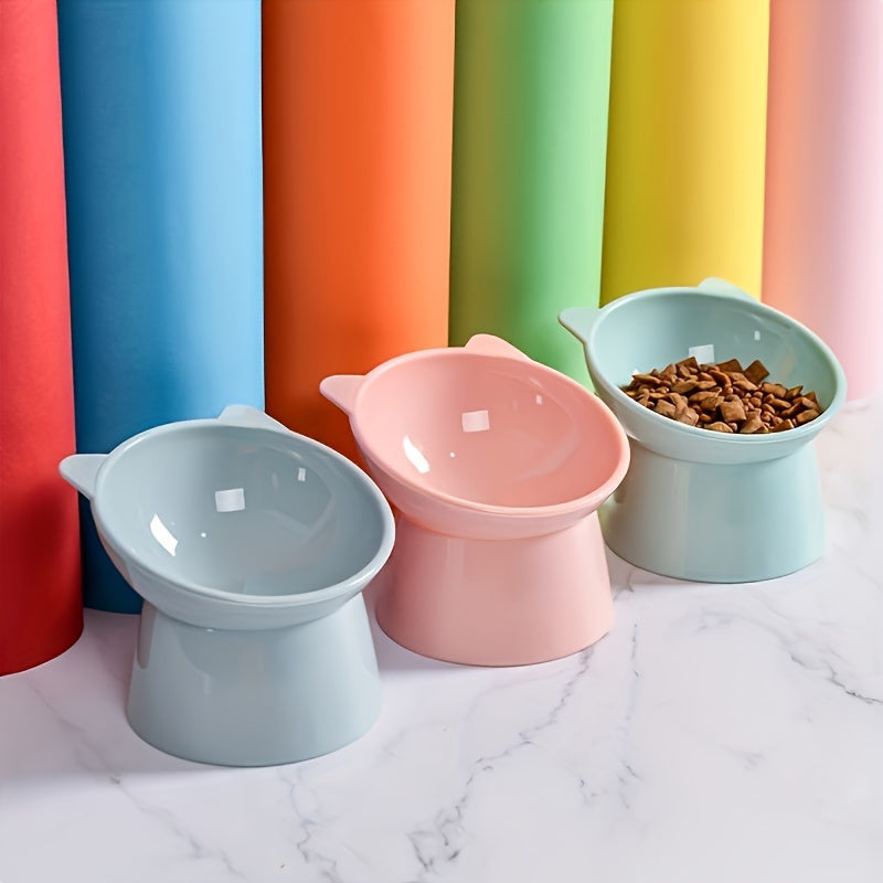 TEMU Whisker-friendly 3pcs Elevated Cat Bowls - Tilted Design For Neck & Improvement - Plastic For