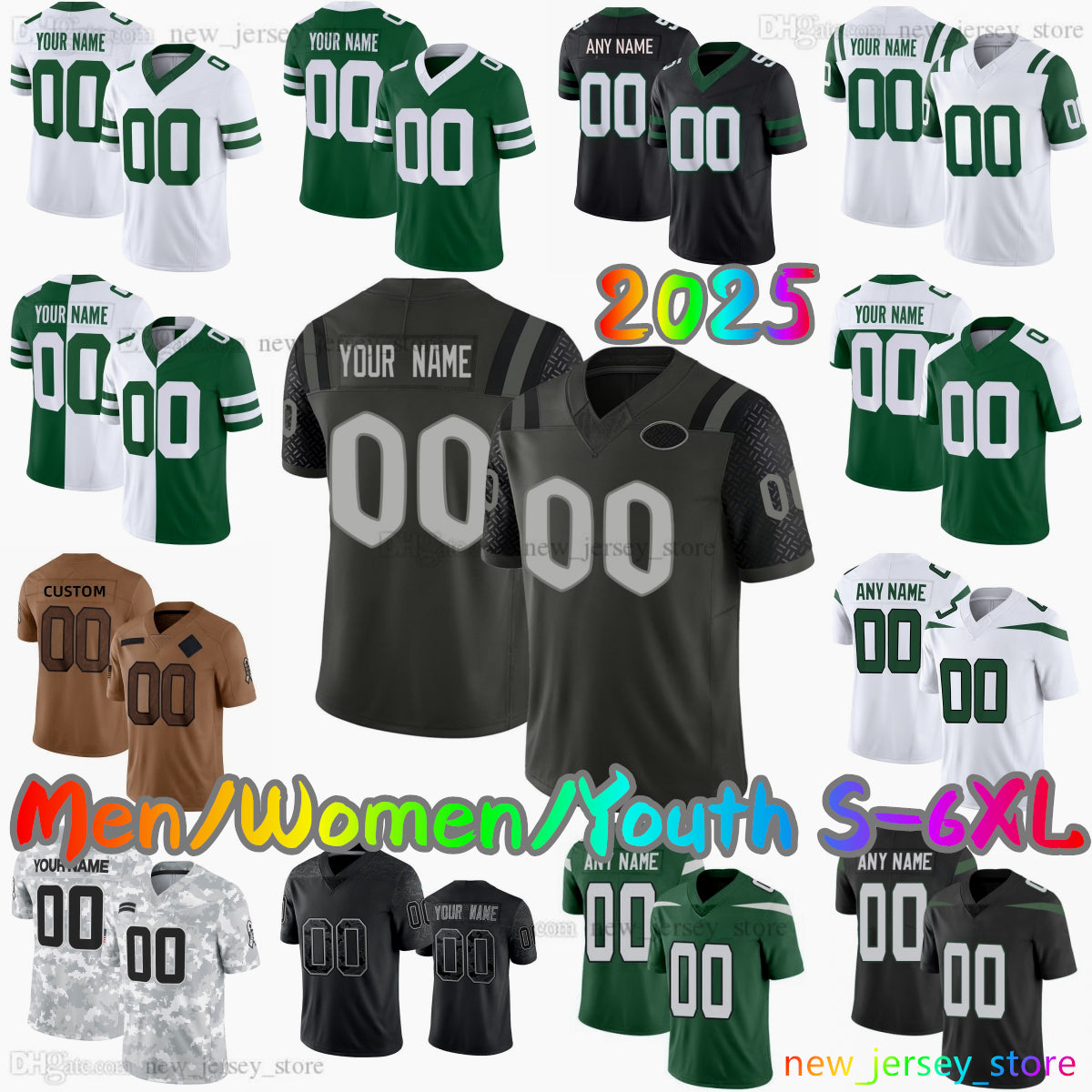 2025 Custom S-6XL DIY 20 Breece Hall Football Jersey 1 Ahmad Sauce Gardner 8 Aaron Rodgers 7 Justin Fields 12 Joe Namath 24 Darrelle Revis Davante A