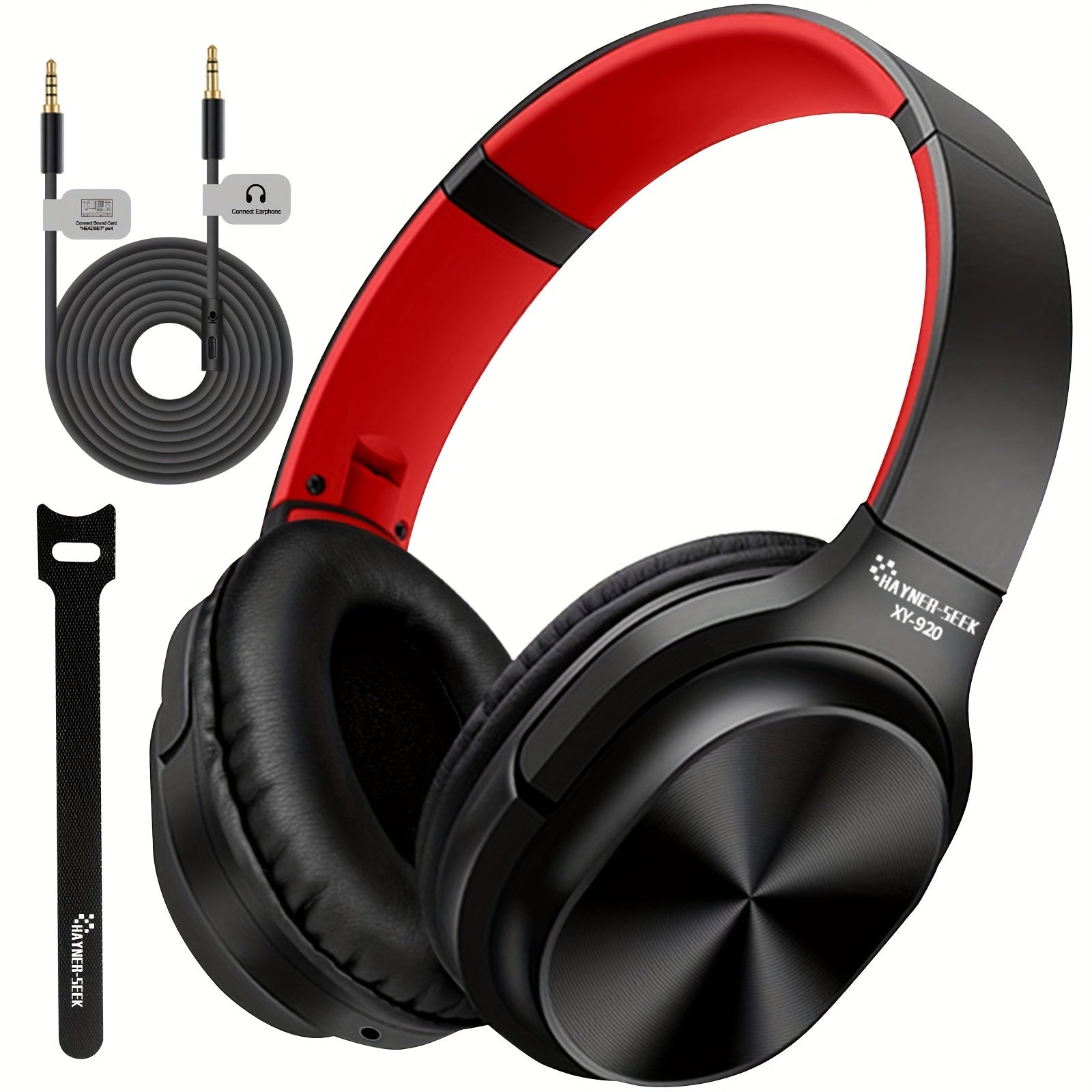 TEMU - Studio Headphones With Microphone Over Ear Stereo Monitoring Headphones For Pc, Phone, Chatting, Music, Dj, Podcast (classical Black-red)