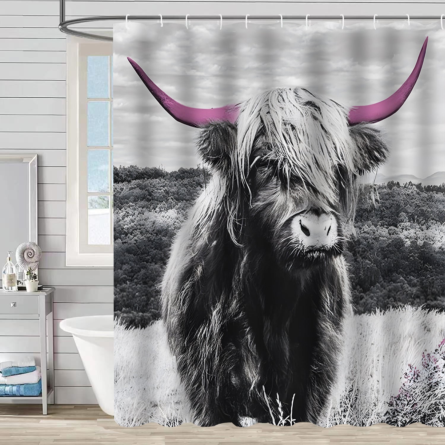 YL-37520 hot selling digital printing shower curtain animal waterproof, mildew-proof and moisture-proof bathroom dry and wet separation isolation cu