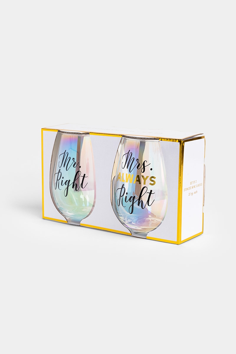 Women's Always Right Stemless Wine Glass Set in Black by Francesca's - Size: One Size