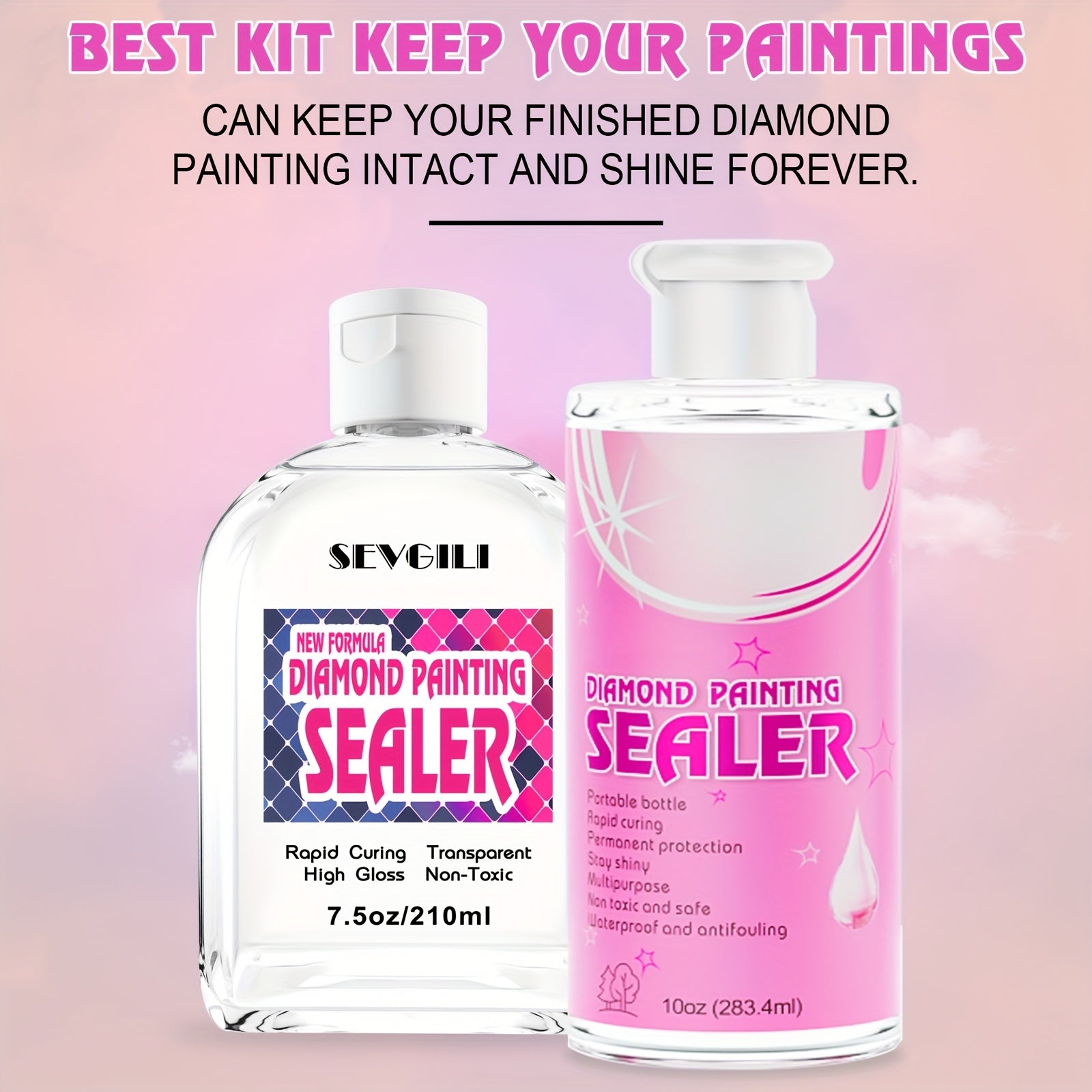 TEMU New Formula Diamond Painting Sealer Kits 703.4 Ml With Brushes, Sealer Puzzle Glue Diamond Painting Accessories And Tools For Adults 5d Diamond