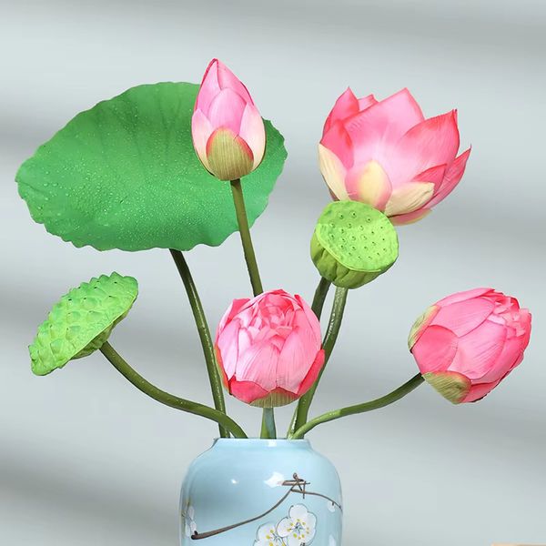 Artificial wers with Simulated Green Plants Feel-Like Lotus Leaves Pods for Home Decor and Photograpps