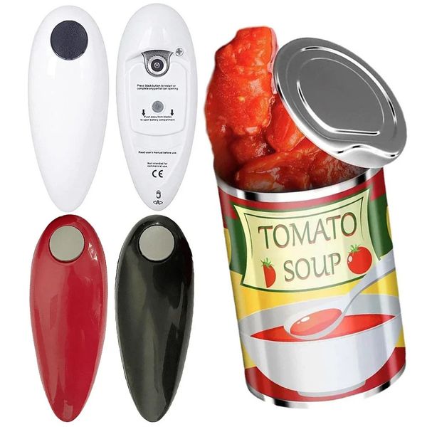 Electric Can Opener Hand Free Automatic Bottle Opener Mini One Touch Battery Operated Smooth Edges Tin Jar Opener Kitchen Tool 250113