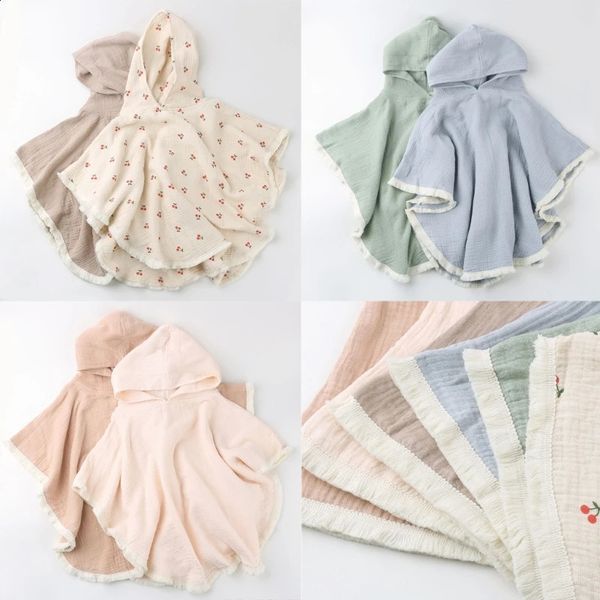 Cotton Swaddles Wrap Cartoon Baby Bathrobe Lovely Pattern Cloark Cape Hooded Bath Towel for borns and Infants A2UB 250114