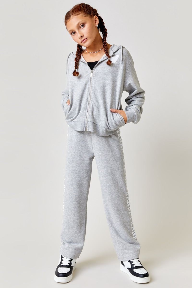 Girl's franki Frenchie Zip Hoodie  in Heather Gray by Franki by Francesca's - Size: 10