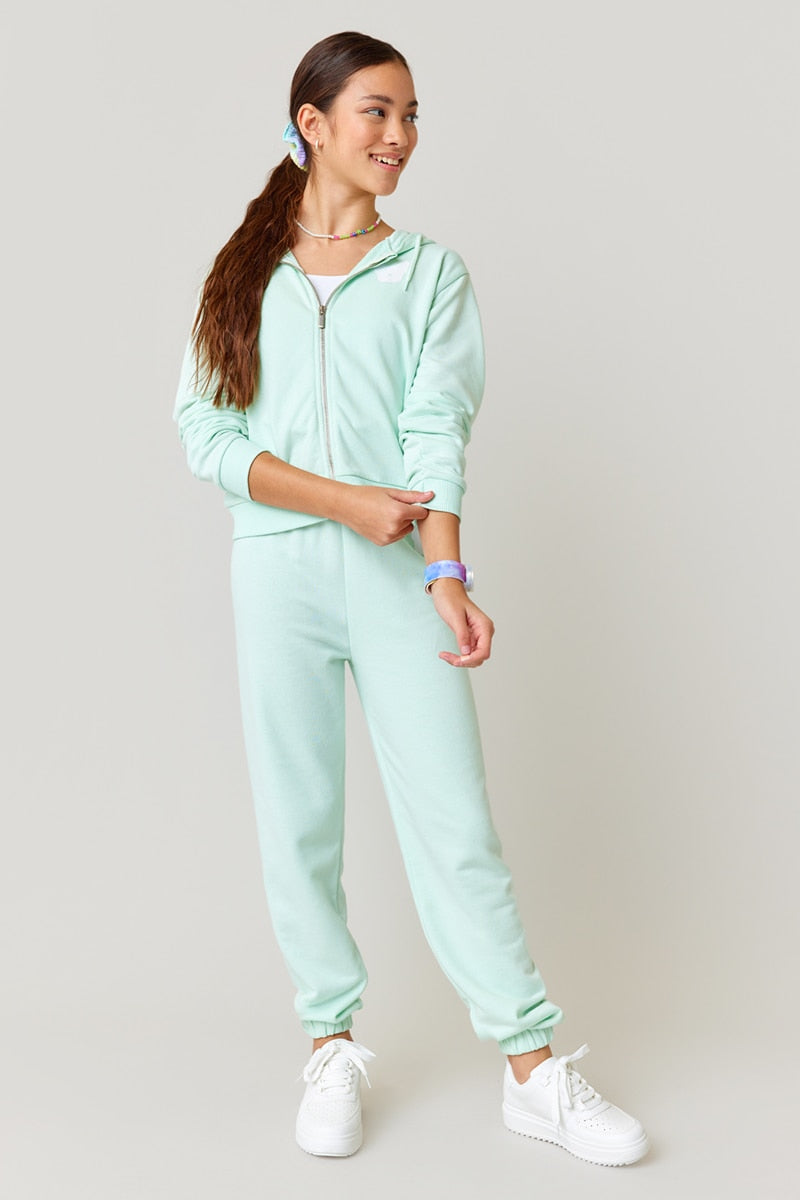 Girl's franki Frenchie Zip Hoodie  in Mint by Franki by Francesca's - Size: 8