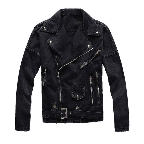 Black Coat Men&#039;s Denim Jacket Fashion Tide Slim Fit Outer Punk Style Motorcycle Jacket Boys Coats Spring Autumn MALE Cowboy Outerwear T