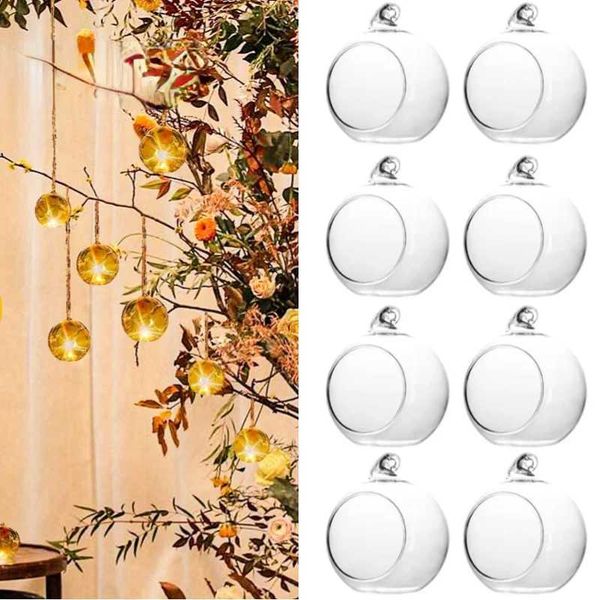 Candle Holders Diameter 6cm-8cm Tea Light Holder Crystal Glass Hanging Candle Holder Romantic Wedding Home Vase Hanging Decoration J241114