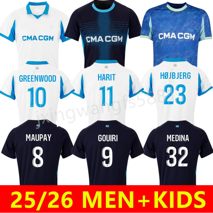 2025 26 GREENWOOD marseilla Soccer jerseys 25 26 maillot de foot OUNAHI BALERDI football shirts hommes enfants NDIAYE MOUMBAGNA Mbemba jersey Men ki