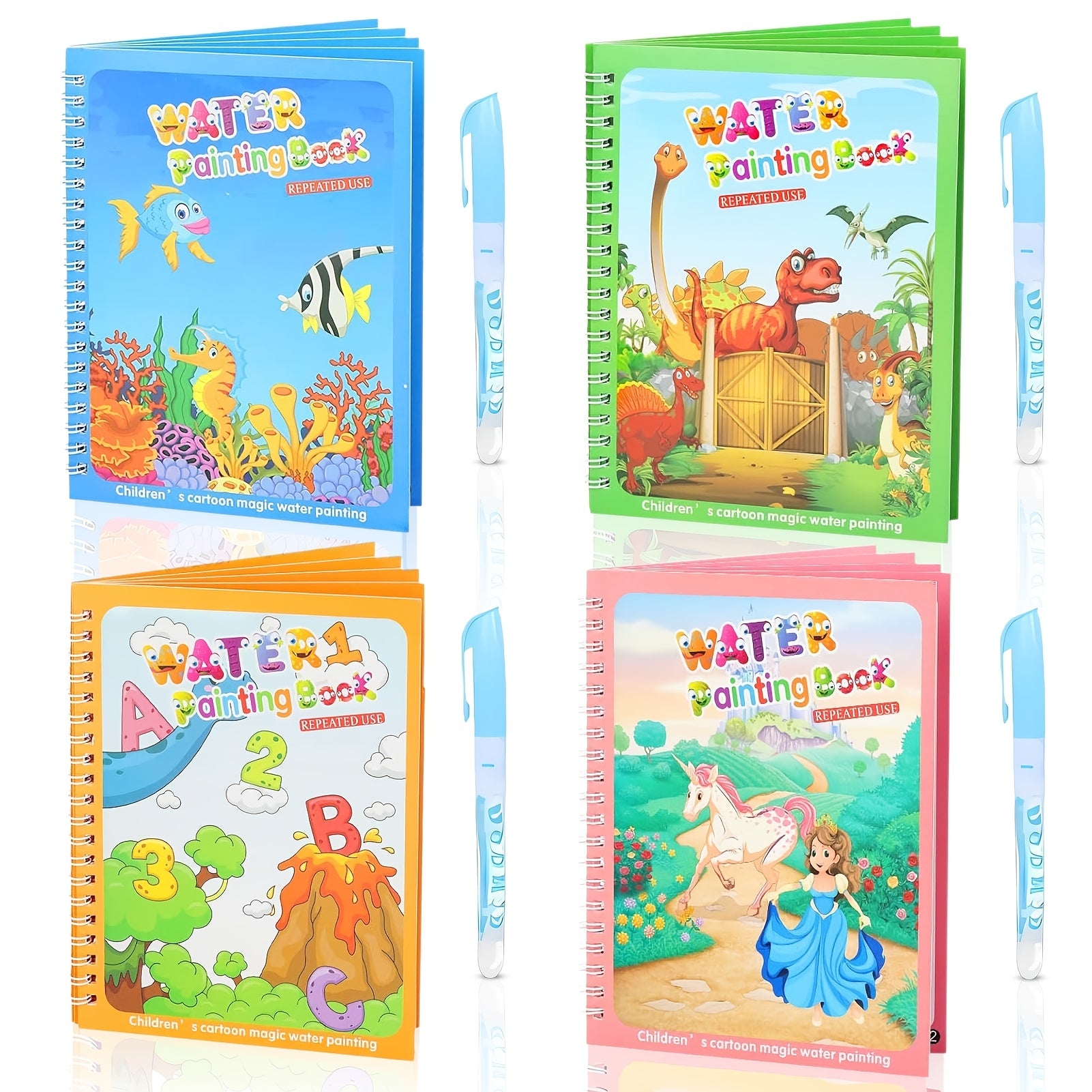 TEMU 4pcs Reusable Books Books, Portable Educational, Improving Color , For Home, Classroom
