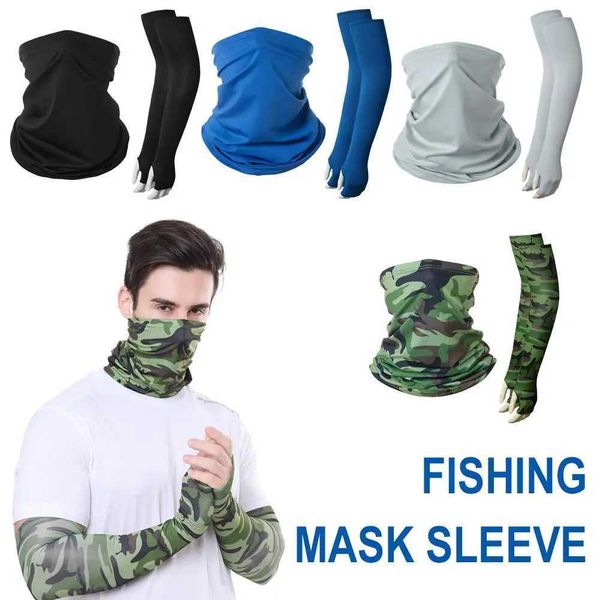 2Pcs Breathable Quick Dry UV Protection Arm Sleeves Face Mask Suit Outdoor Men Fishing Cycling SetXJ241122