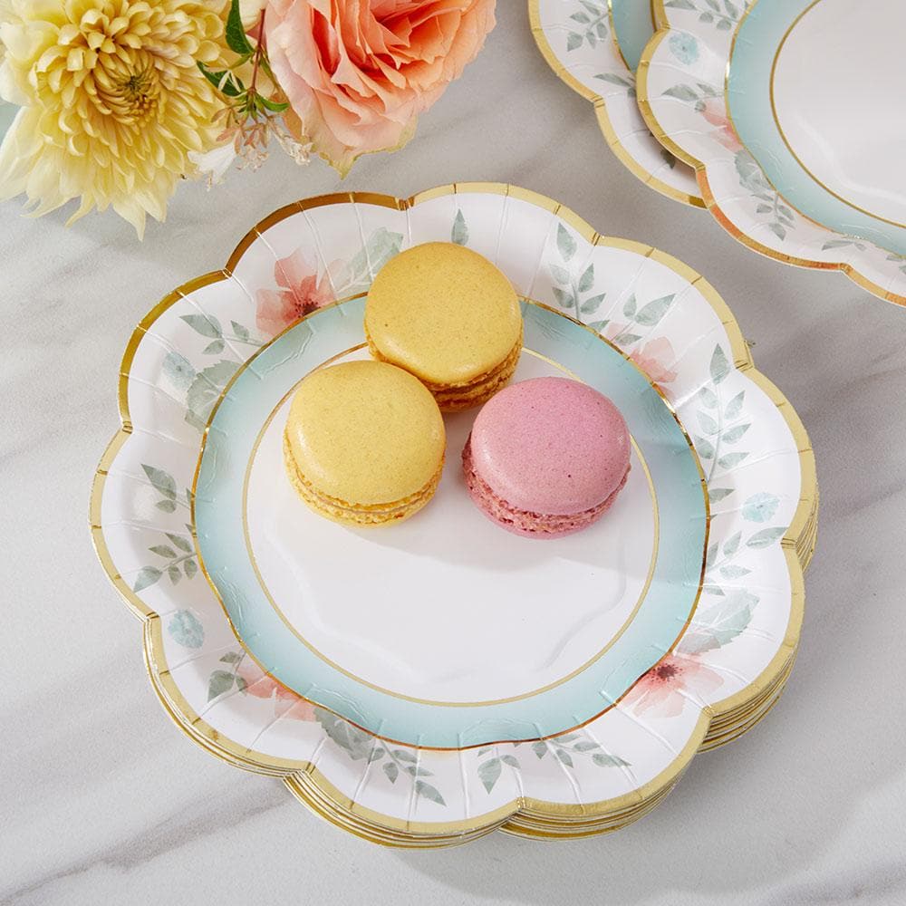 Geometric Floral 7 in. Premium Paper Plates (Set of 16)