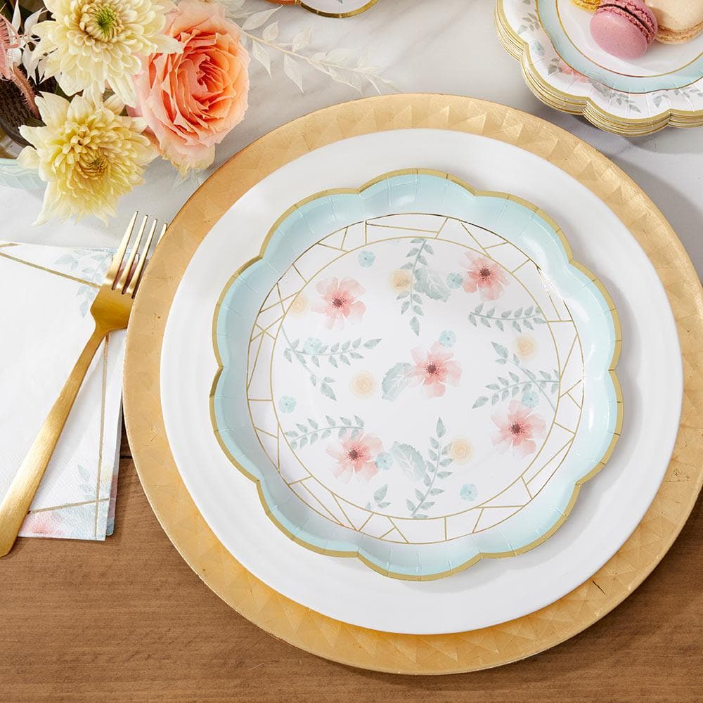 Geometric Floral 9 in. Premium Paper Plates (Set of 8)