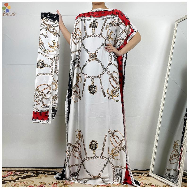 Fashion classic African clothing dashiki robe silk fabric women&#039;s 2-piece printed loose dress