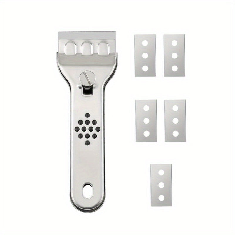 TEMU 6pcs Stainless Steel Multi-functional Kitchen Stove Wiper Blade Suit-non-electric, Suitable For Ceramics And Induction Stove, Can Remove Oil